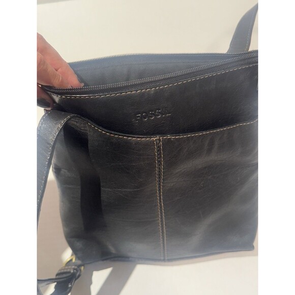 Fossil Jolie Black Soft Leather Crossbody Bag Adjustable Shoulder Strap - Picture 10 of 14